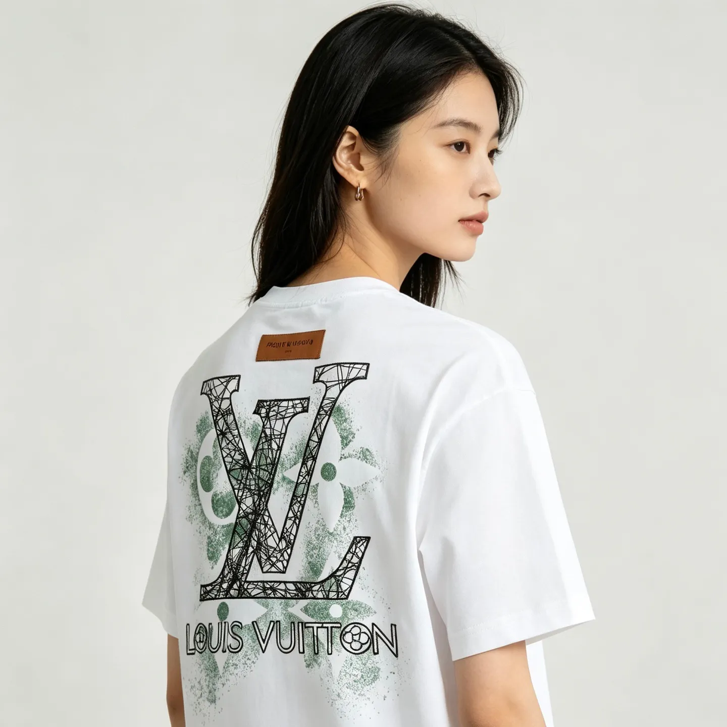 Louis Vuitton/Louis Vuitton inkjet presbyopic line logo embroidered short sleeves